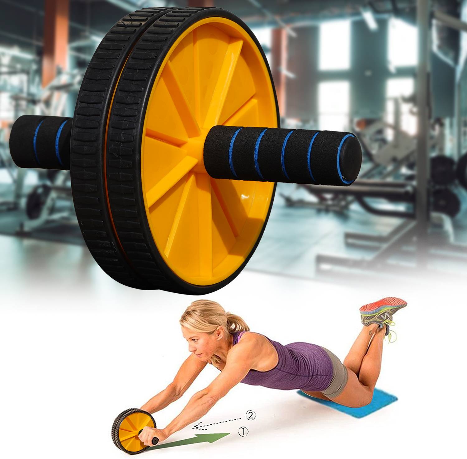 Manogyam Abdominal Double Wheel Ab Roller Gym For Exercise Fitnes