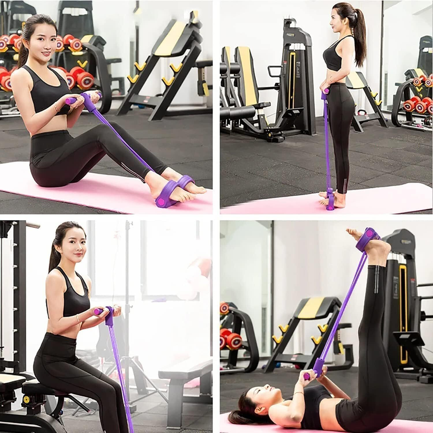 Image of FERVIK Resistance Pedal Exerciser 4 Tube Band Body Pull Reducer Fitness Resistance Tube