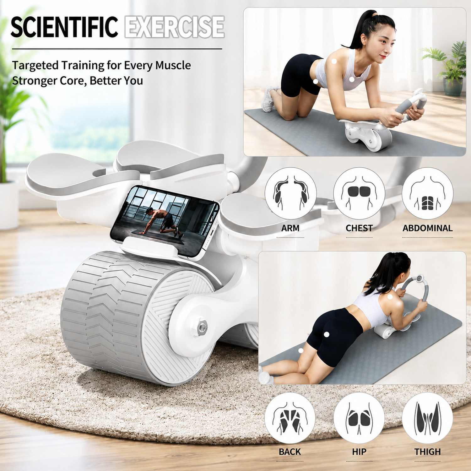 Image of QUICK FIT Automatic Rebound Abdominal Wheel Elbow Support,Core Workout Equipment for Ab Exerciser