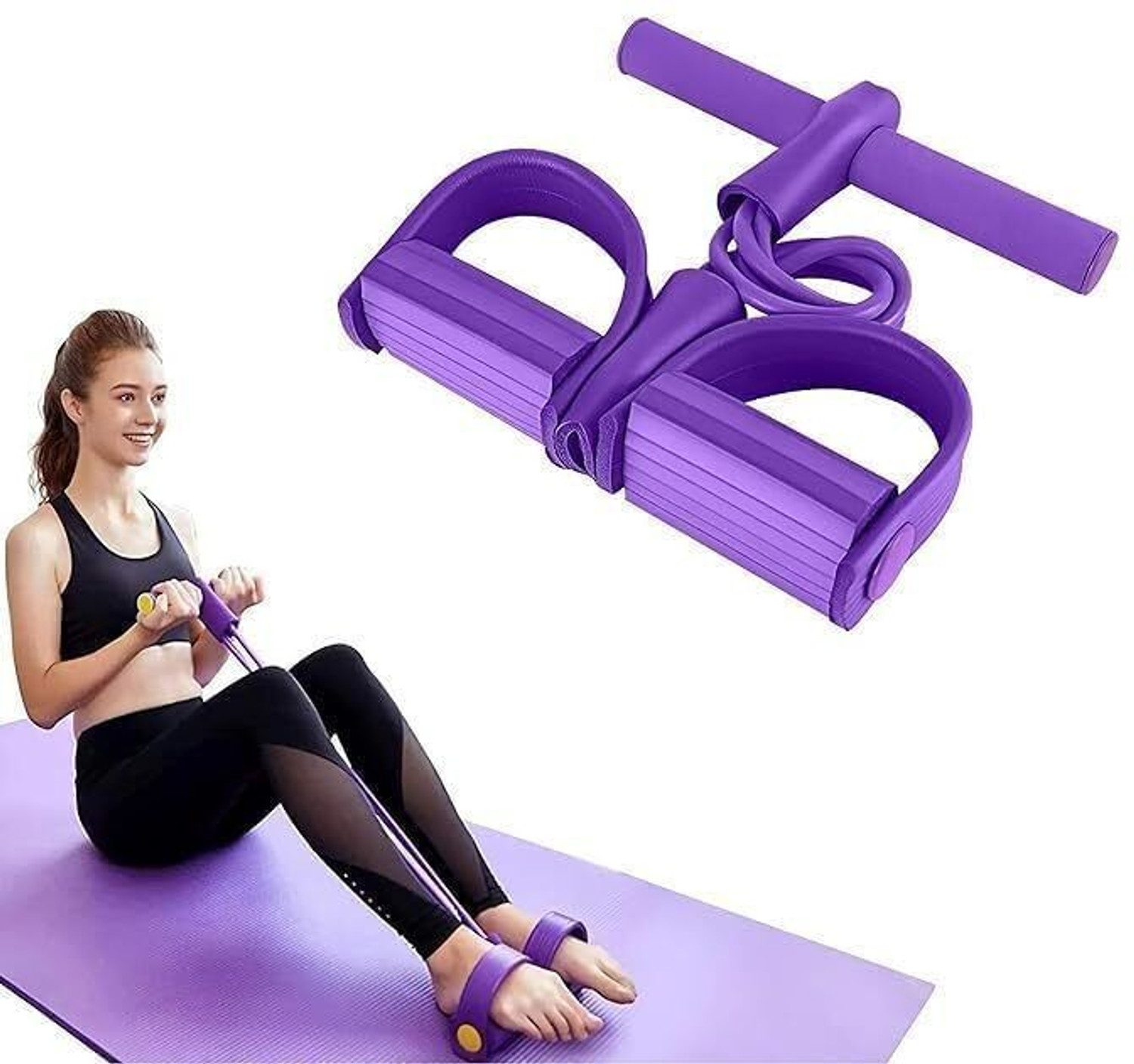 Image of FERVIK Resistance Pedal Exerciser 4 Tube Band Body Pull Reducer Fitness Resistance Tube