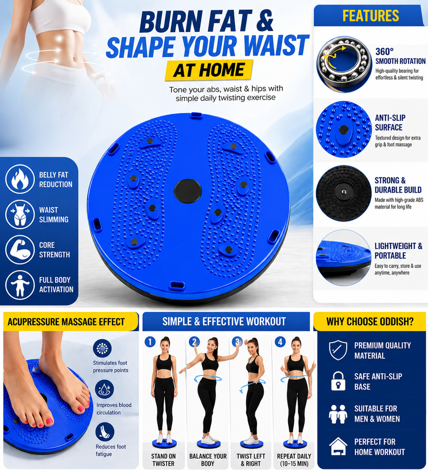 Image of QUICK FIT Core Ab Twister Board for Exercise Waist Twisting Disc,for Slimming & Abdominal Ab Exerciser