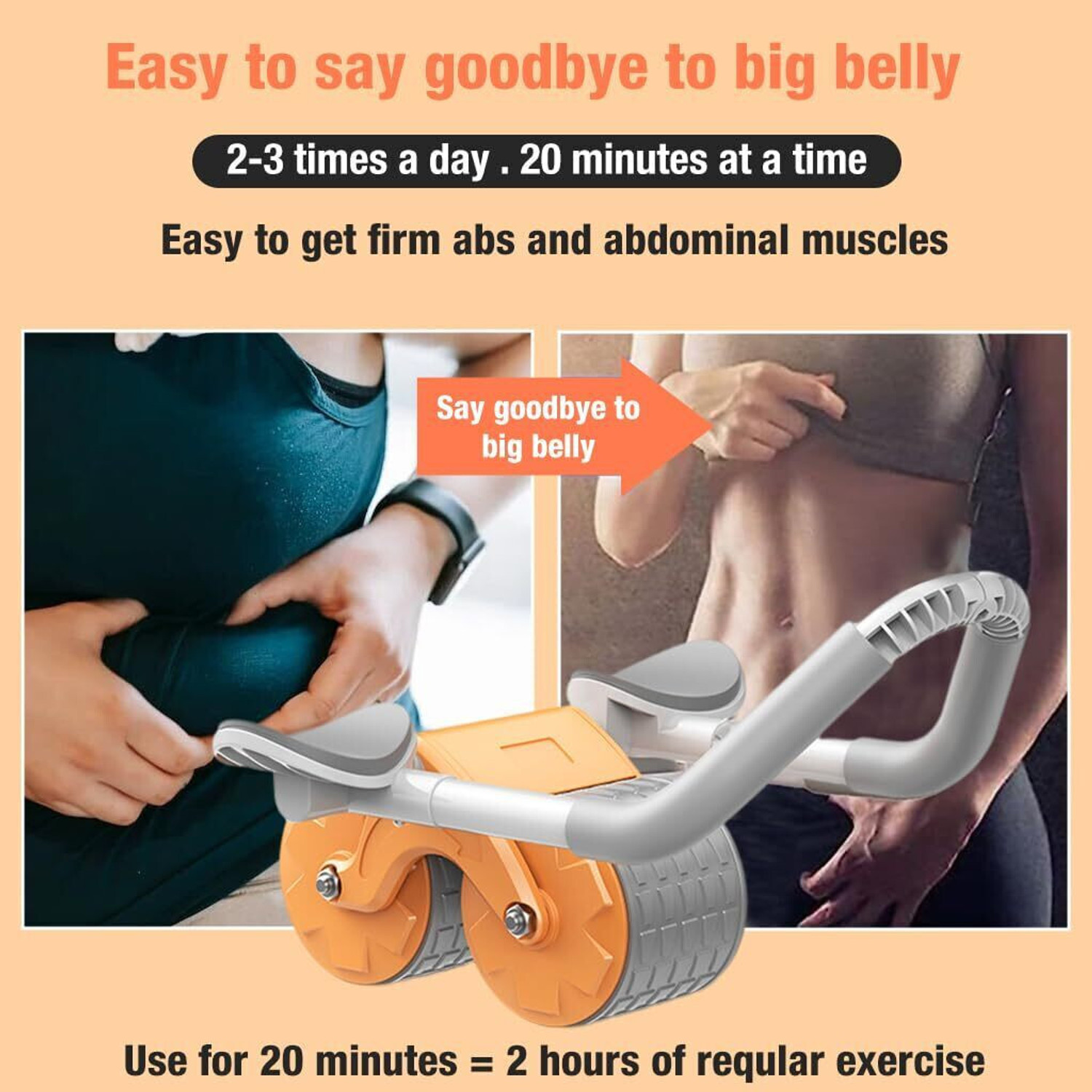 Image of Deoxys Core Workout Roller, Abs Workout Equipment Automatic Rebound Wheel Ab Exerciser
