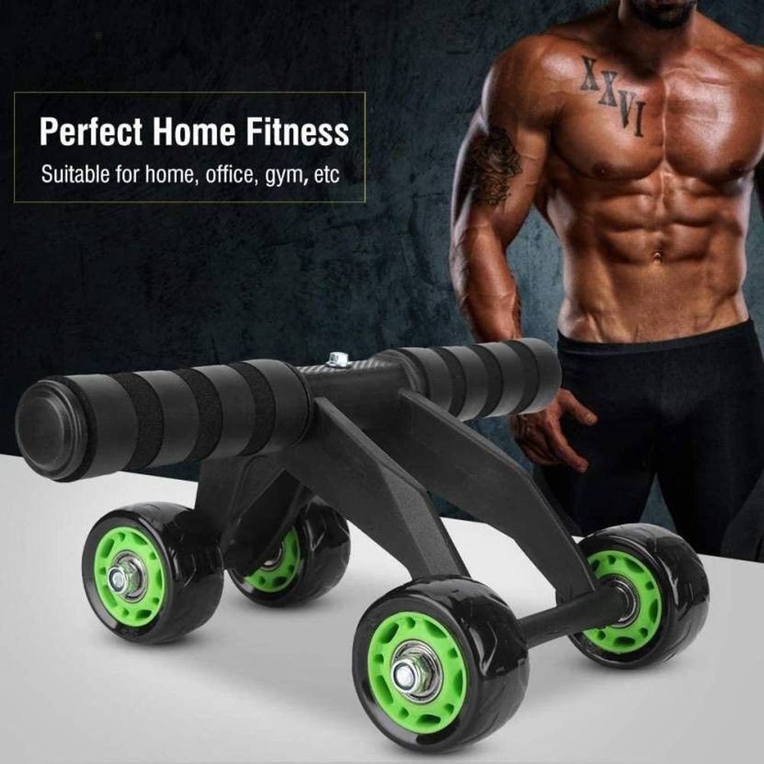 ArrowMax AB Roller 4 wheel Abdominal Exerciser Fitness Home Workout 6 Pack Ab Exerciser Ab Exerciser