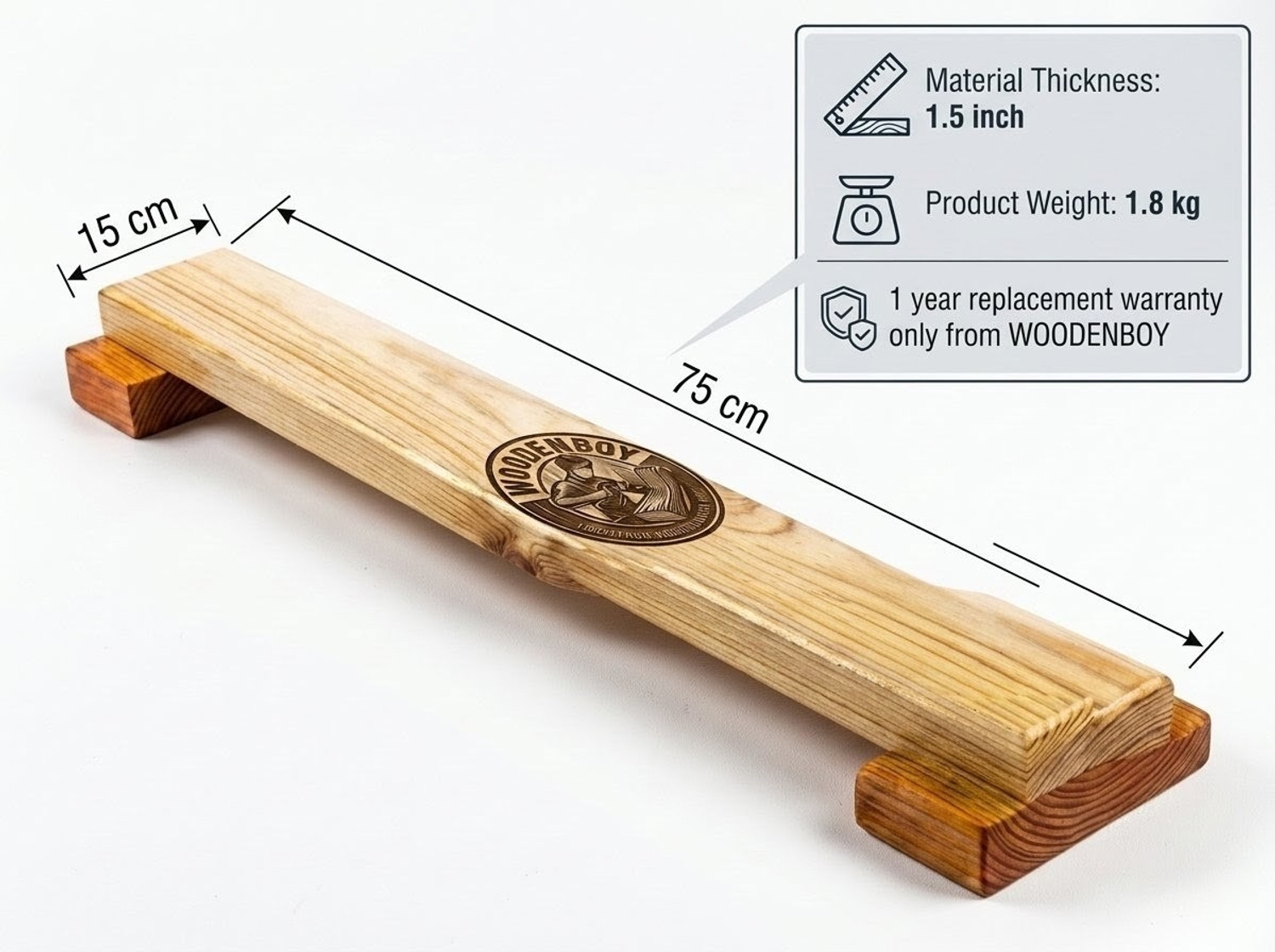 Image of woodenboy Wooden Shena Push Up Bars - Ergonomic Strength Training Board for Calisthenics Ab Exerciser (Brown)