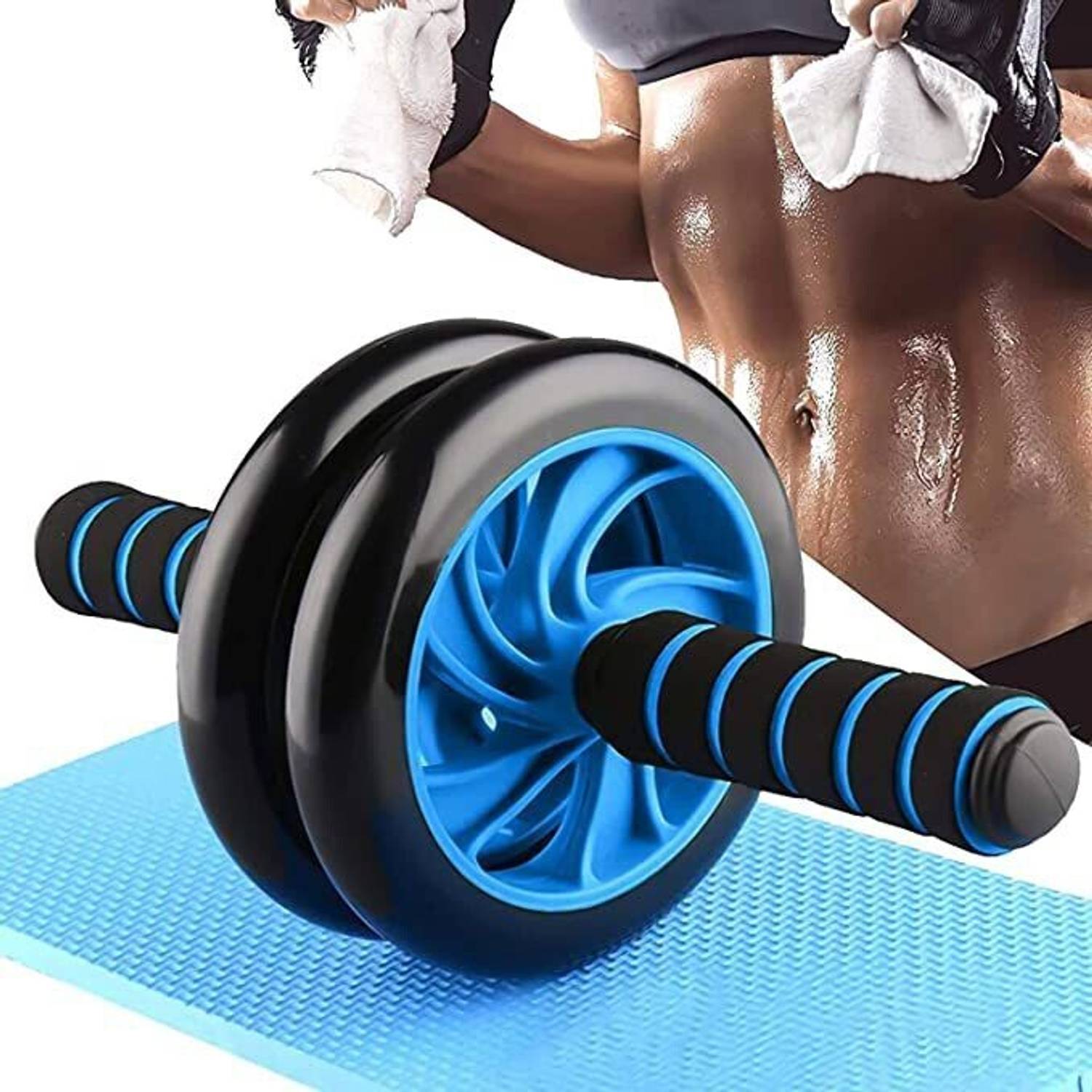 AJRO DEAL Double Ab Wheel Roller With Knee Pad Abs Roller Exe