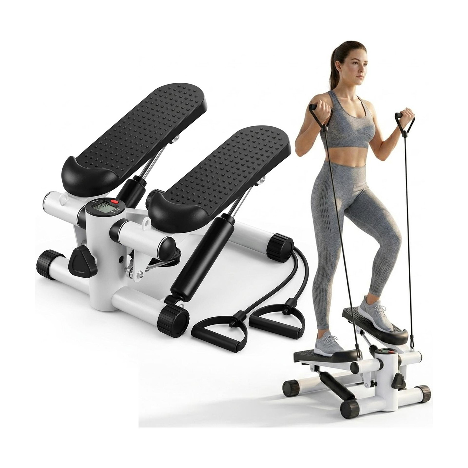 Image of MYHEART Compact and Portable 2-in-1 Mini Stepper with Adjustable Resistance Ab Exerciser