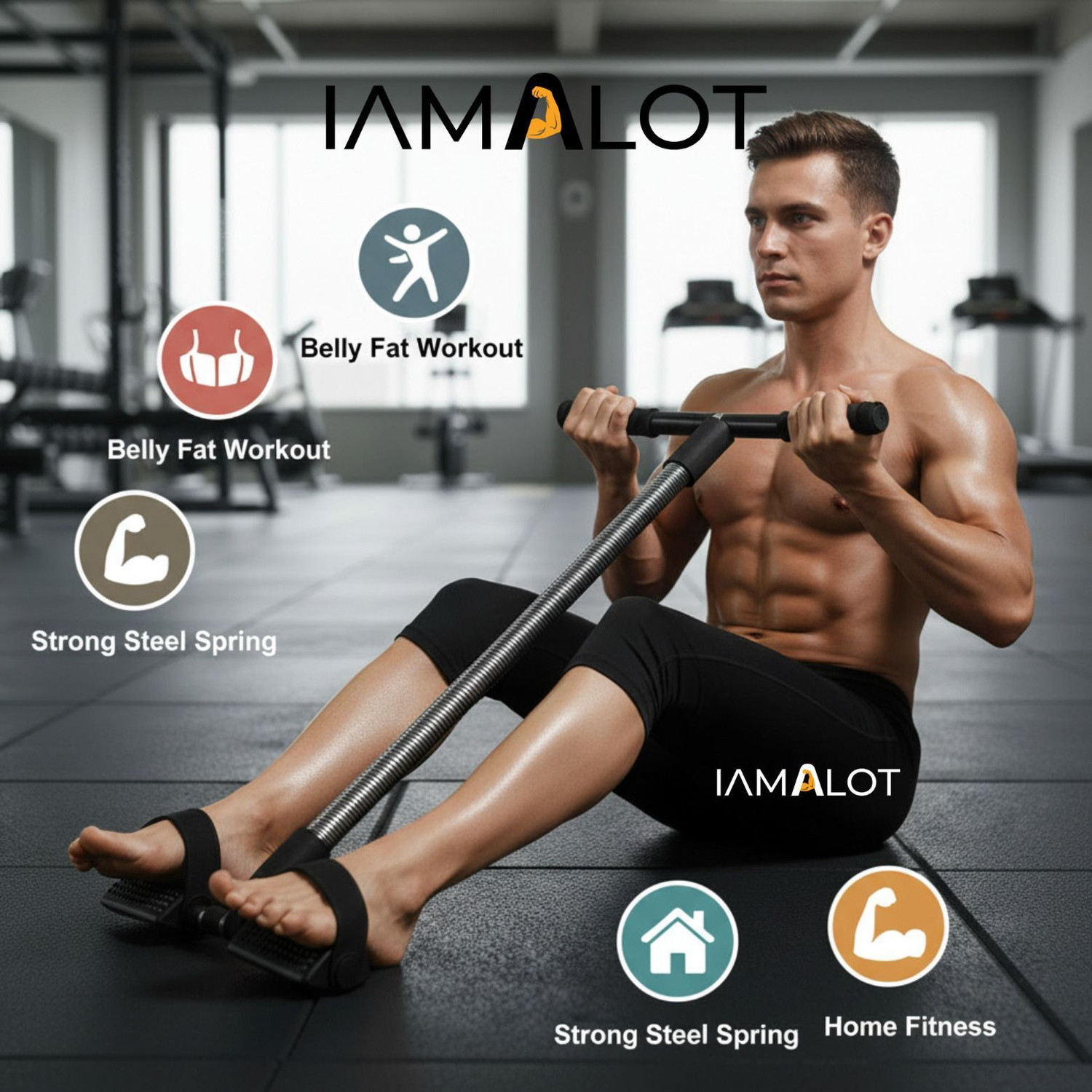 Image of iamalot Full Body Stretching Gym Abs Workout Equipment Home for Men Women Ab Exerciser