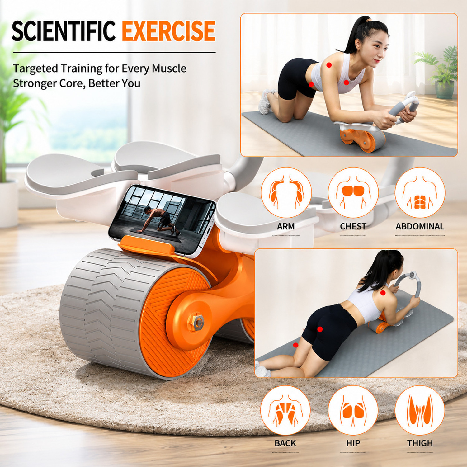 Image of QUICK FIT Automatic Rebound Abdominal Wheel Elbow Support,Core Workout Equipment for Ab Exerciser
