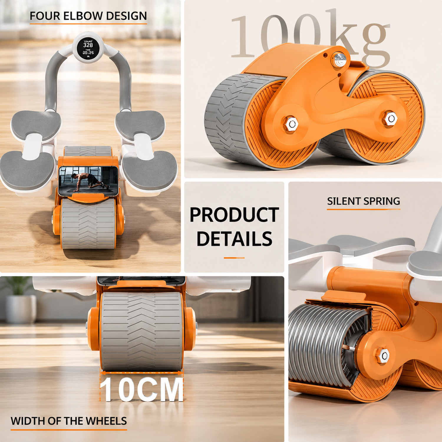 Image of QUICK FIT Automatic Rebound Abdominal Wheel Elbow Support,Core Workout Equipment for Ab Exerciser