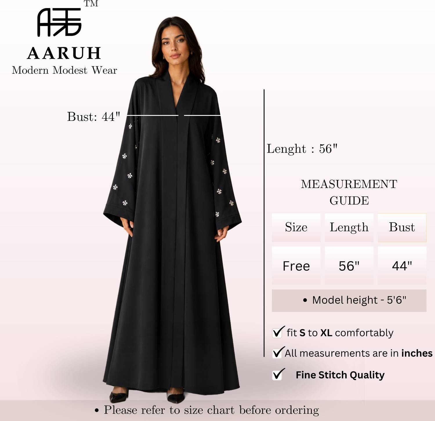 aaruh Polyester Abaya, Black - Image 5