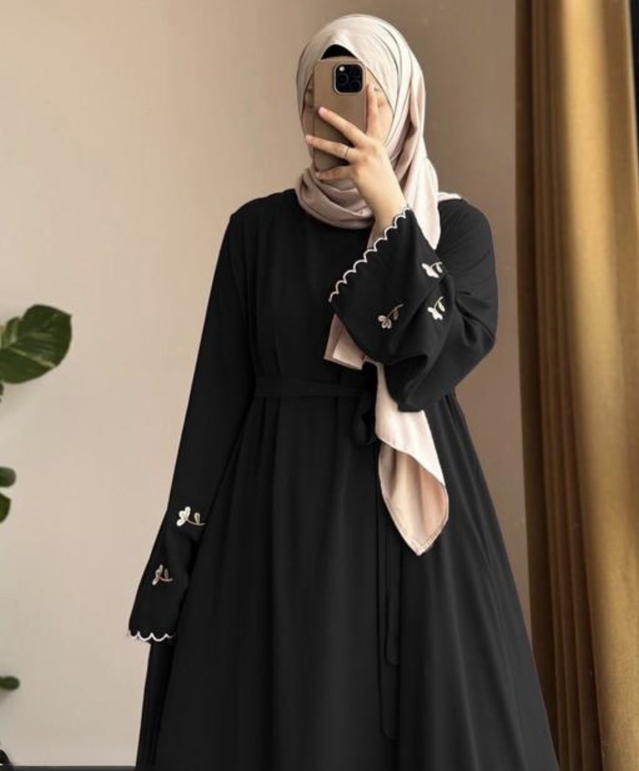 Image of DC Cotton Blend Solid Burqa With Hijab