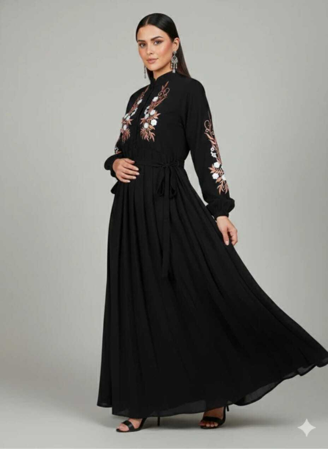 Image of SADAFNAQAB Cotton Blend Solid Burqa With Hijab