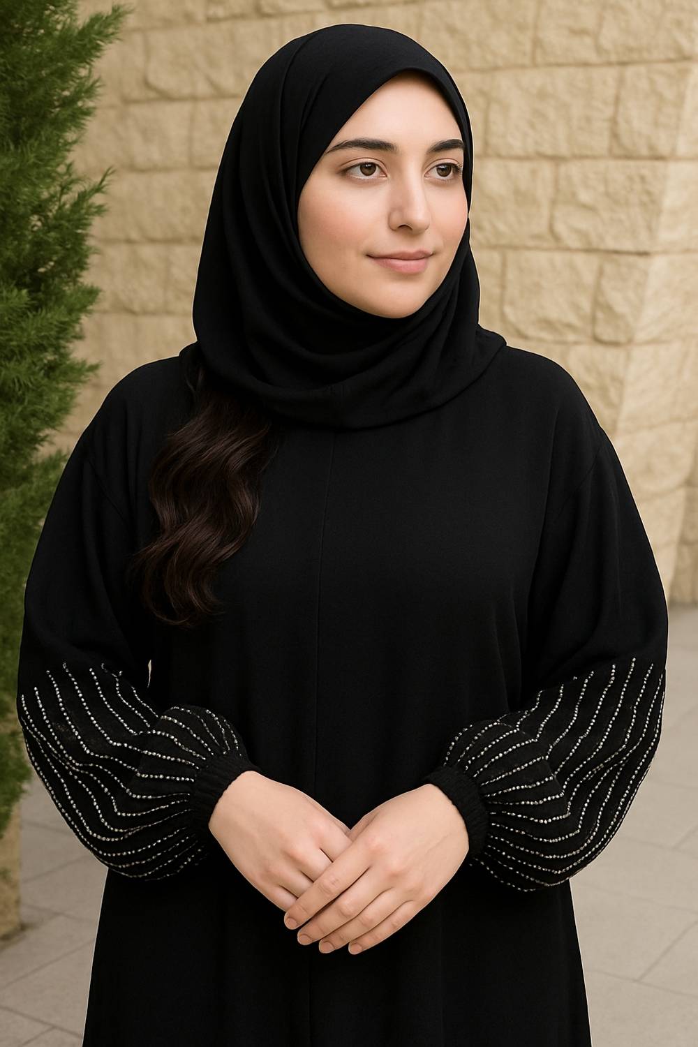AKCOLLECTION2 Polyester Solid Burqa With Hijab