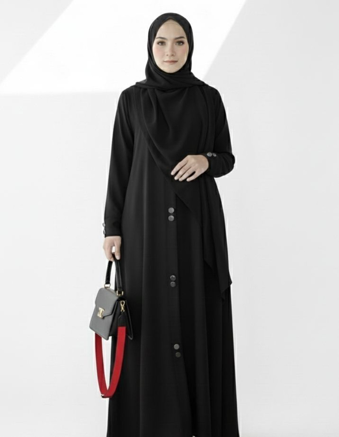 Image of Dubai style burkha Nida Matte Solid Burqa With Hijab