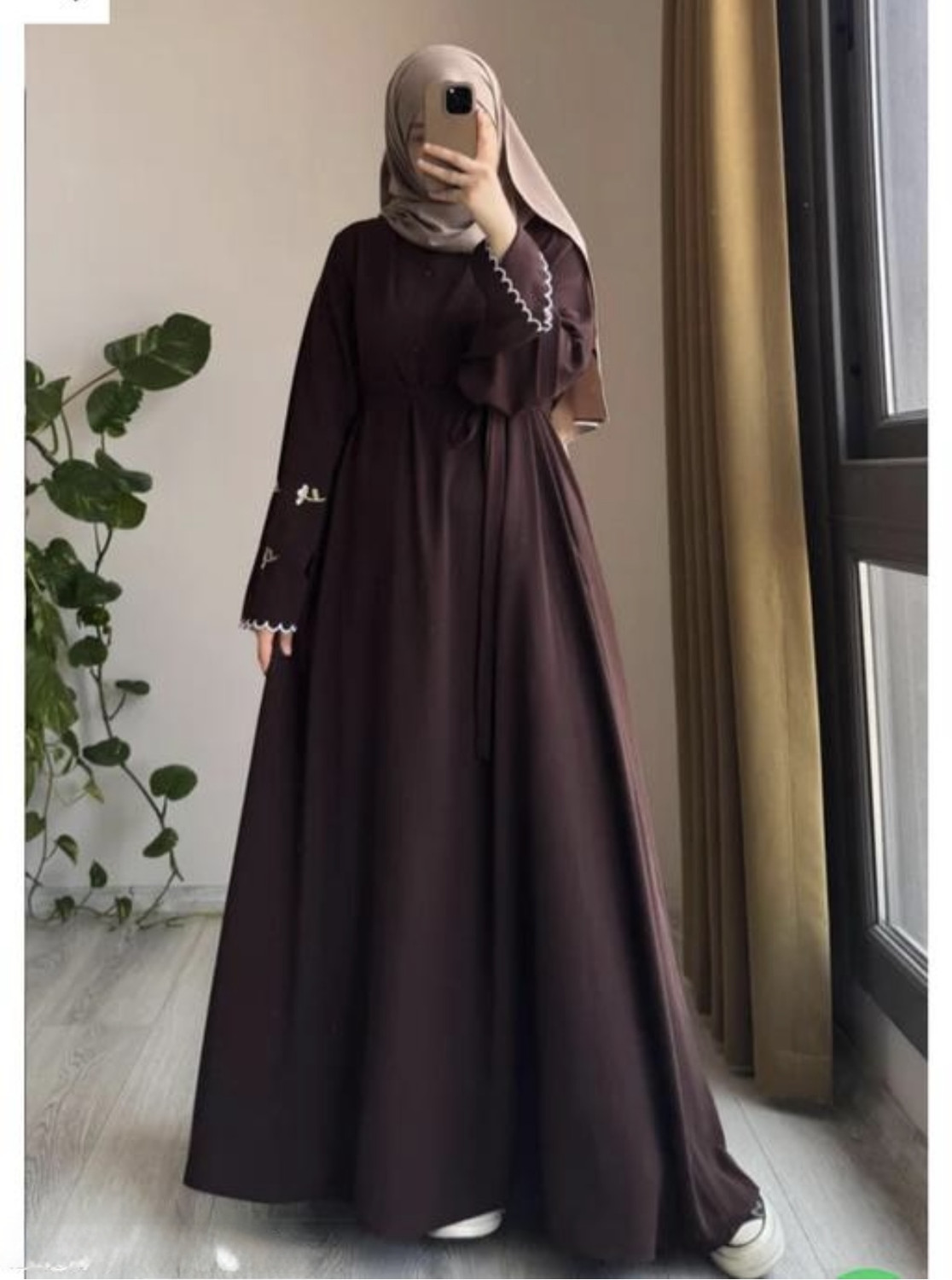 Image of DC Cotton Blend Solid Burqa With Hijab