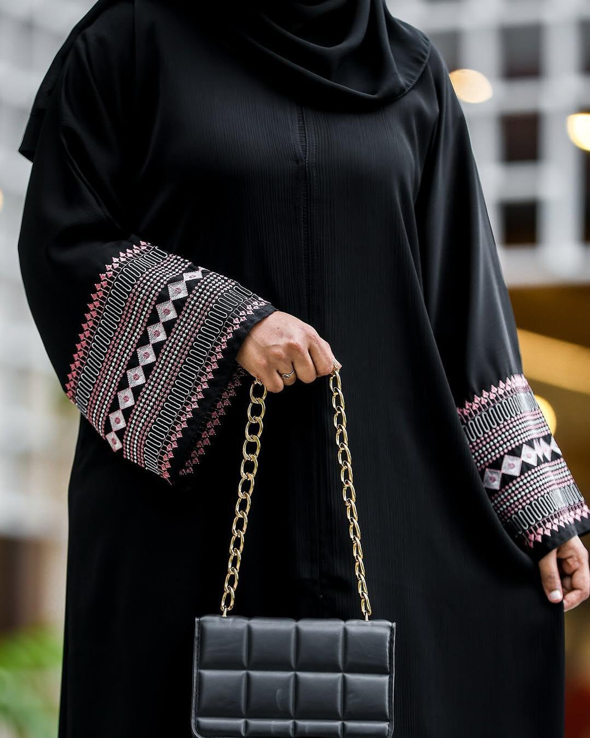 Shama Collection Cotton Blend Solid Abaya
