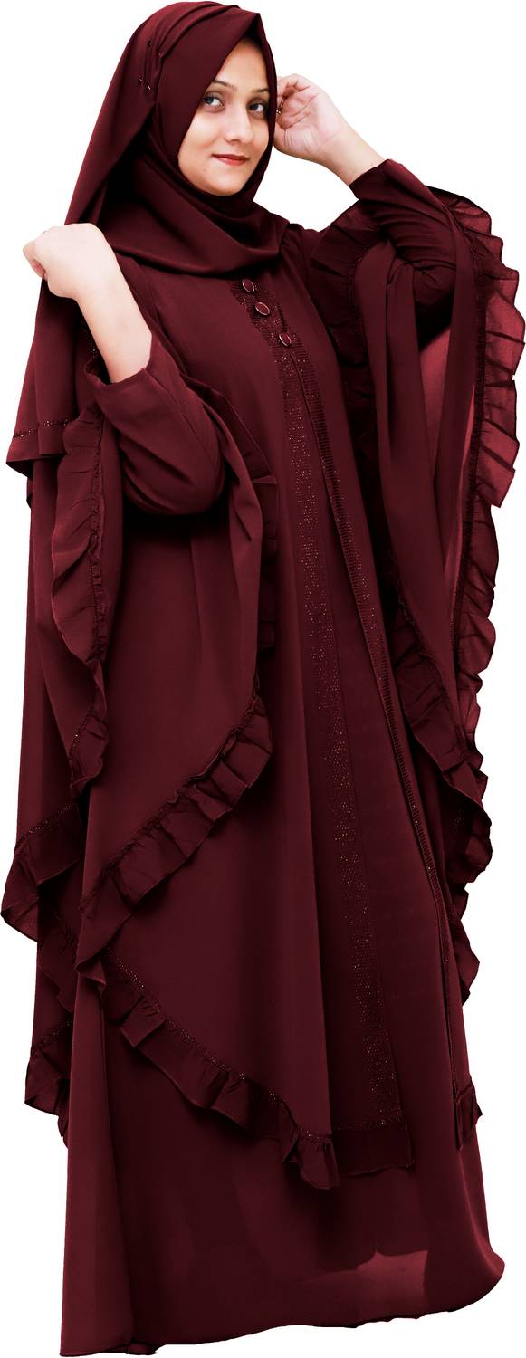 AAFASHIONHOUSE Georgette Self Design Abaya With Hijab