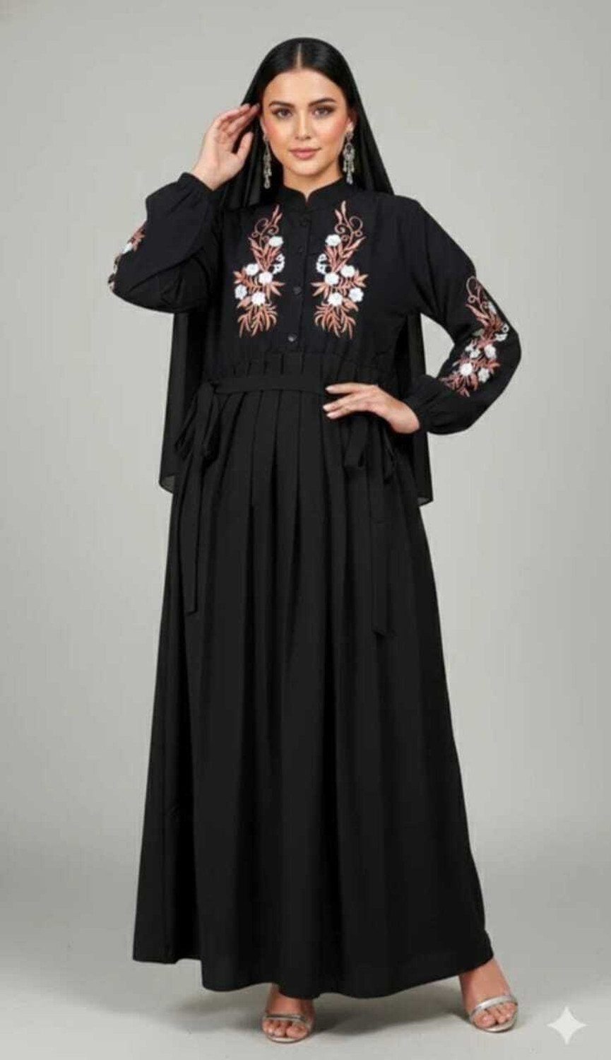 Image of SADAFNAQAB Cotton Blend Solid Burqa With Hijab