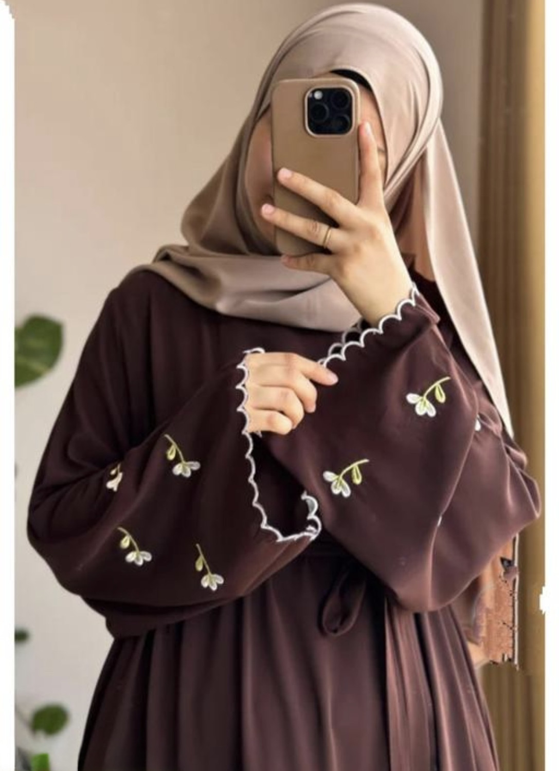 Image of DC Cotton Blend Solid Burqa With Hijab