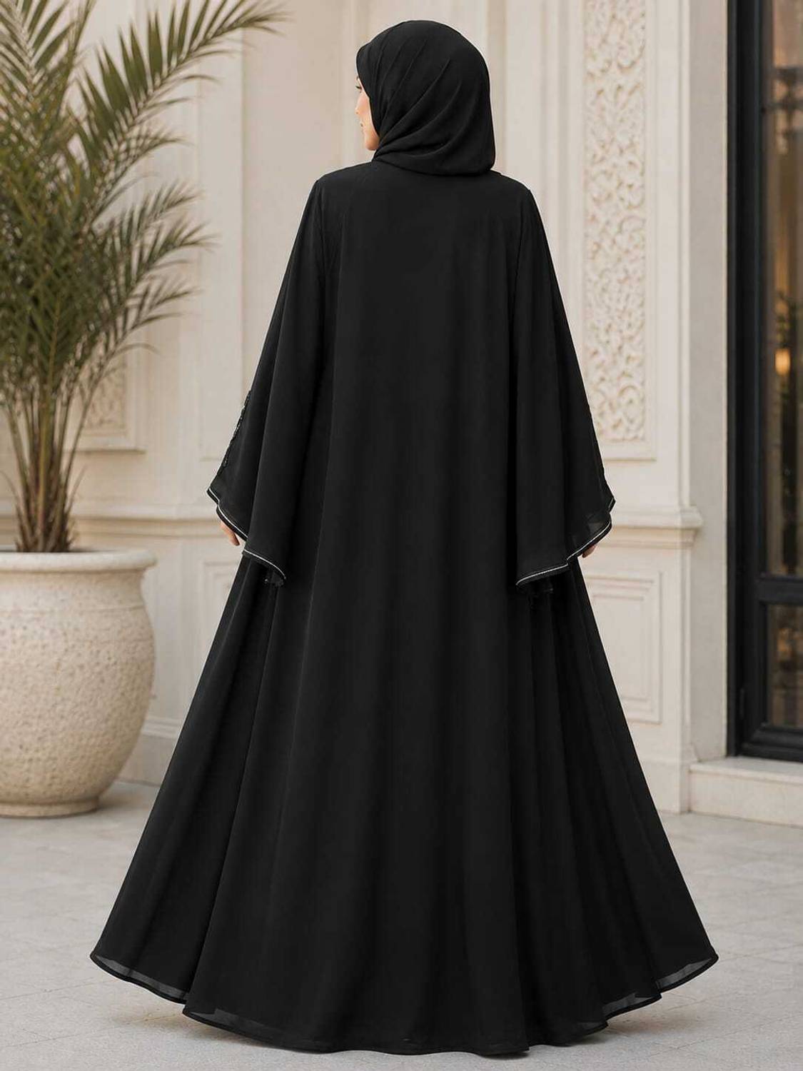 MollaBurqaHouse Nida Matte Solid Abaya Black - Image 2