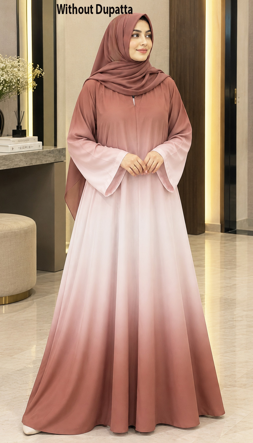 Buraque Designer Polyester Printed Abaya With Hijab