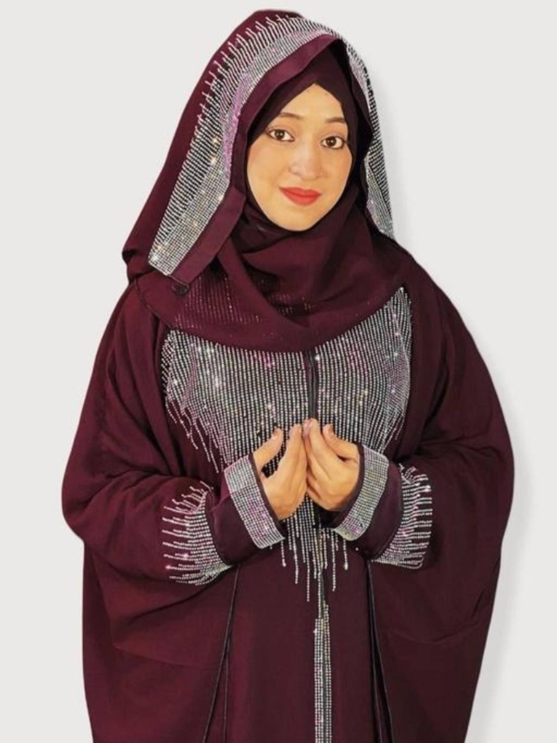 white christmas dresses Simple Floral Embroidered Abaya Burkha main image 1