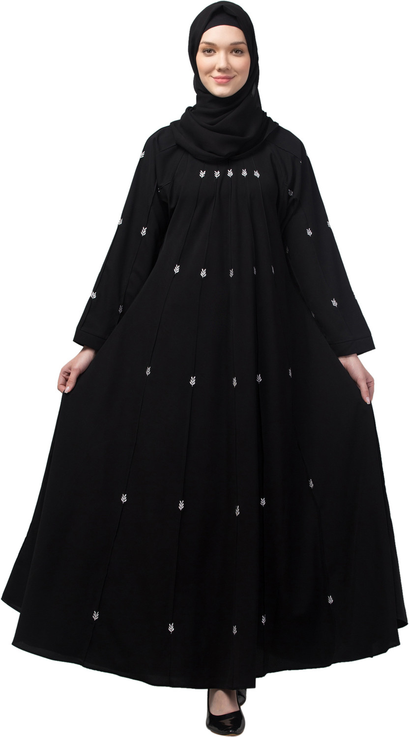 Image of RECENT TRENDS Kashibo Self Design Abaya With Hijab (Black)