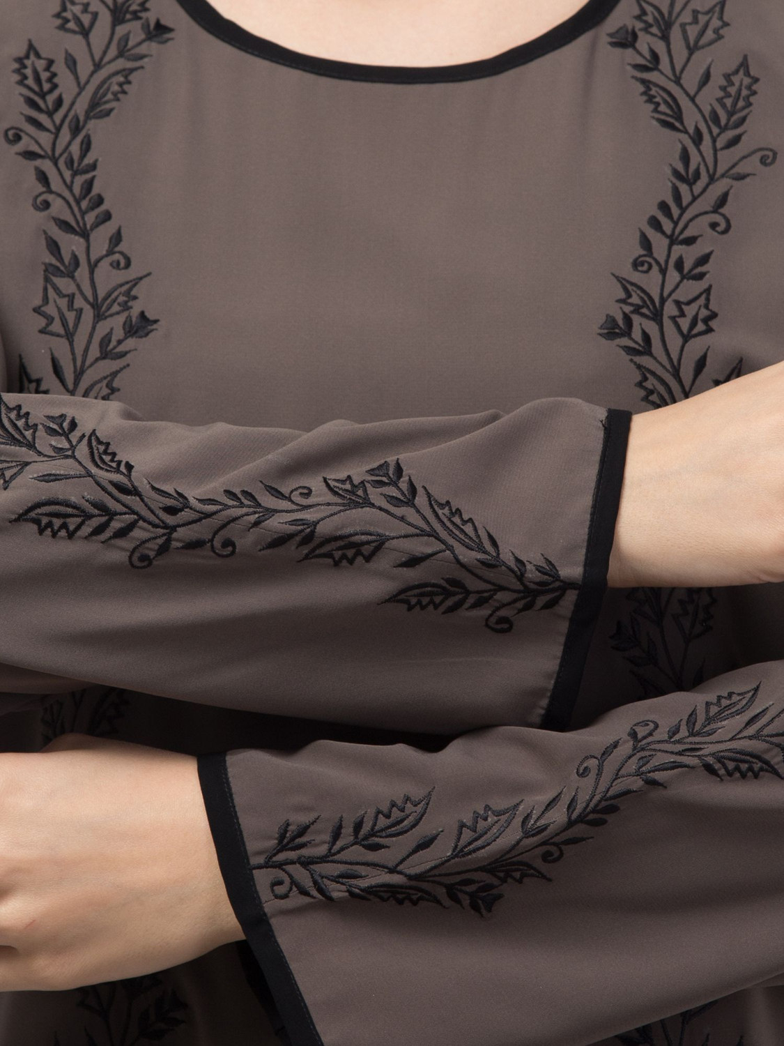 Image of HIZFASON Nida Matte Self Design Abaya With Hijab