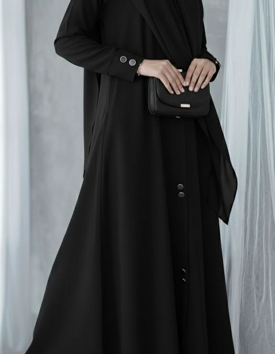 Image of Dubai style burkha Nida Matte Solid Burqa With Hijab