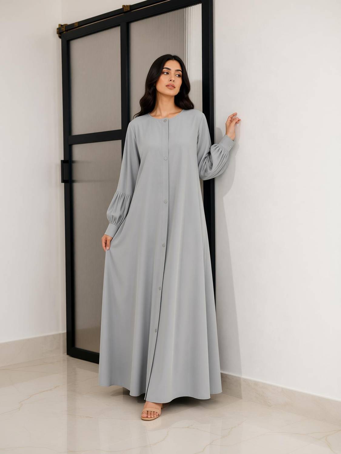 aaruh Polyester Self Design Abaya