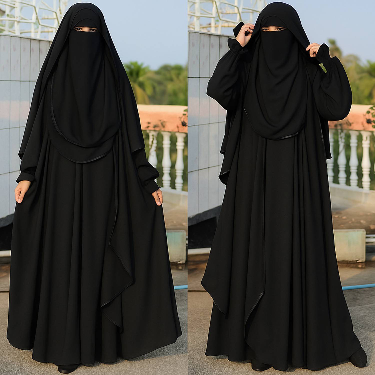 mes enreuh Georgette Solid Burqa with Hijab - Image 2