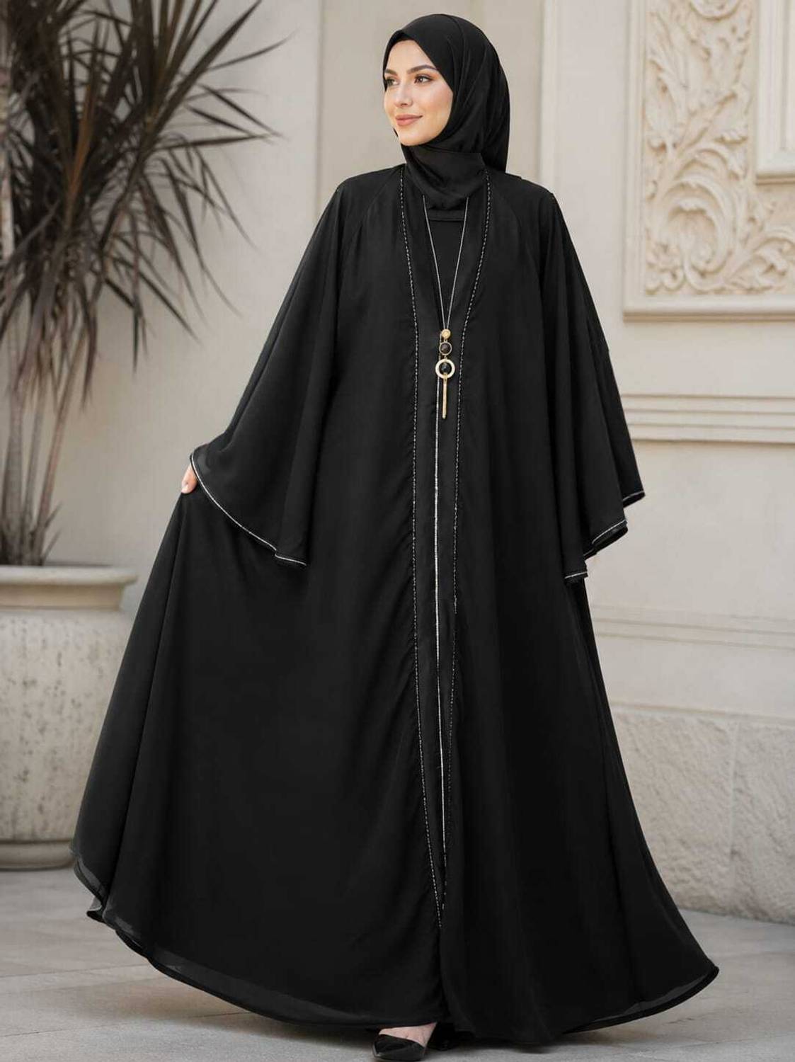 MollaBurqaHouse Nida Matte Solid Abaya Black