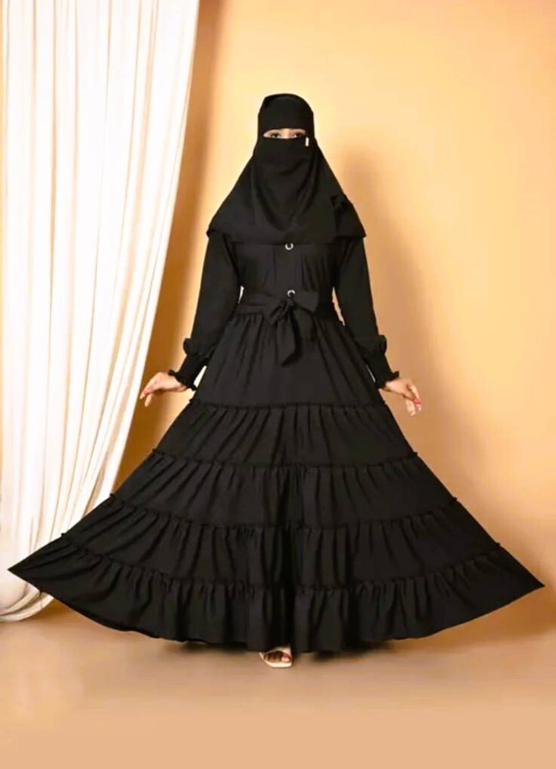 ALFIYA FASHON Chiffon Self Design Burqa With Hijab