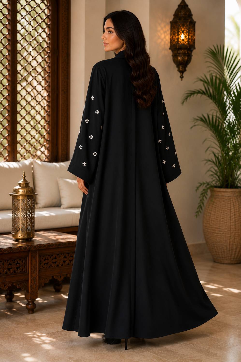 aaruh Polyester Abaya, Black - Image 2