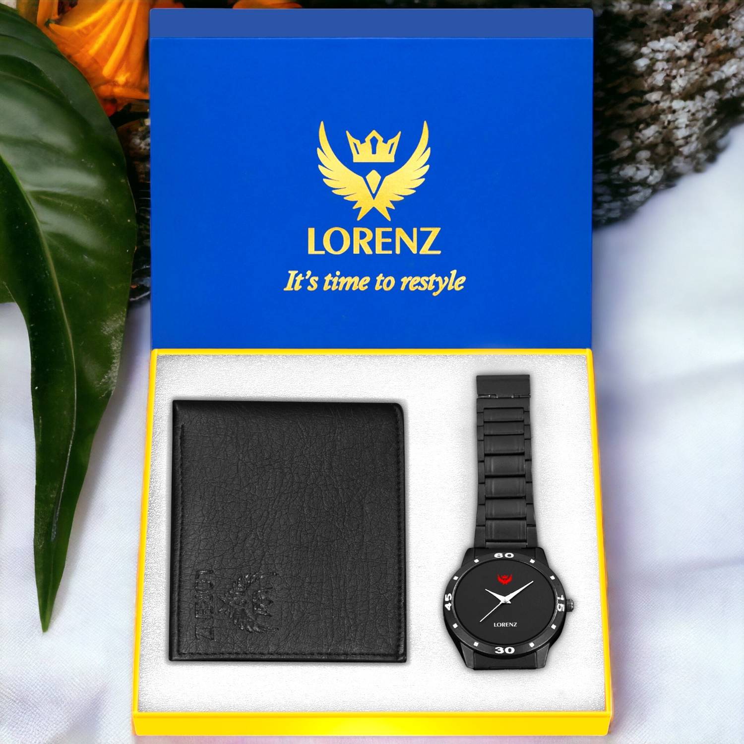 LORENZ Watch & Wallet Combo Black - Image 1