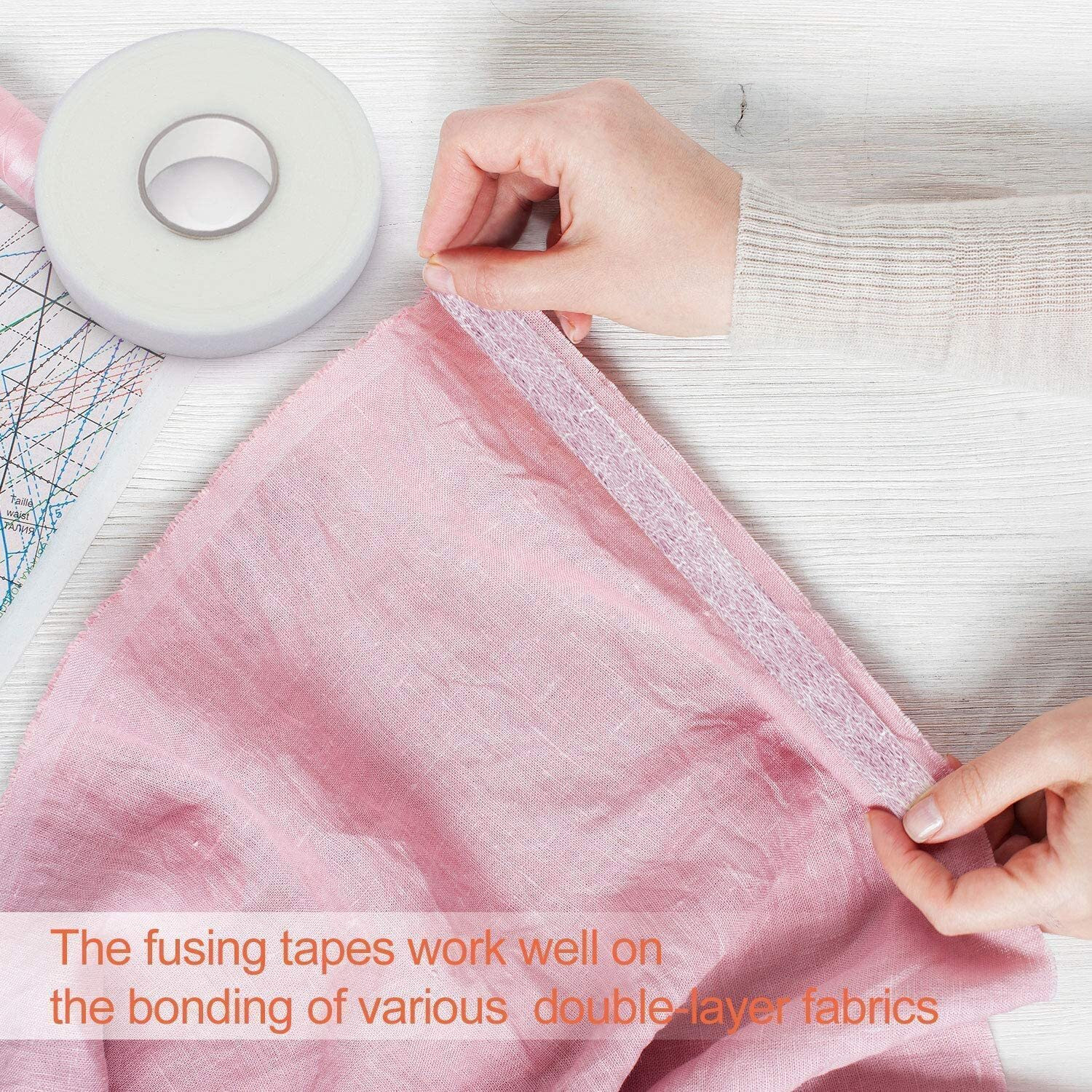 Image of VOIISH Hem Fabric Fusing Tape for Cloths Double Sided Adhesive Accessory Tape Dot