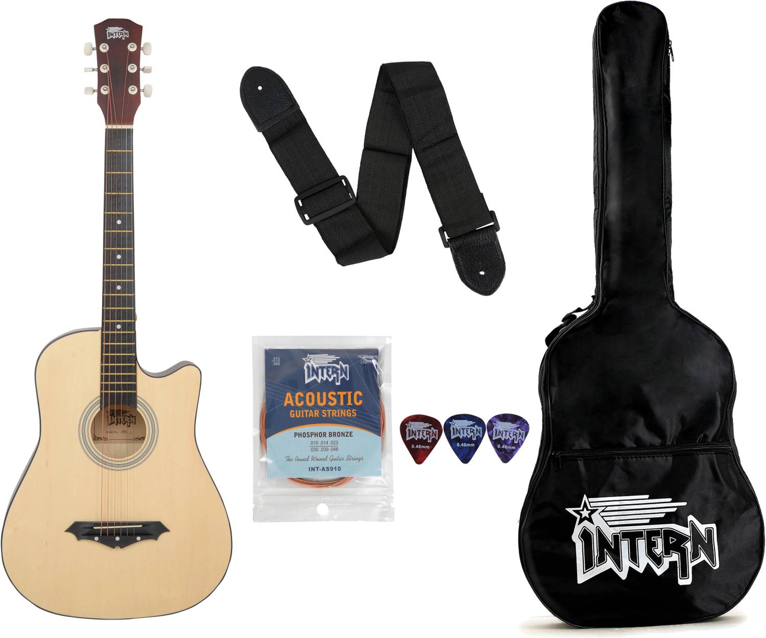 intern INT-38C-NT Acoustic Guitar Linden Wood Rosewood Right Hand