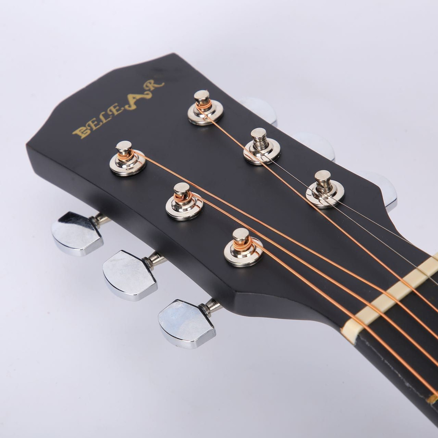 Image of Belear I280 38 Inch Black Matt Spruce Cutaway Dual Action Truss Rod Acoustic Guitar Solid Spruce Rosewood Right Hand Orientation
