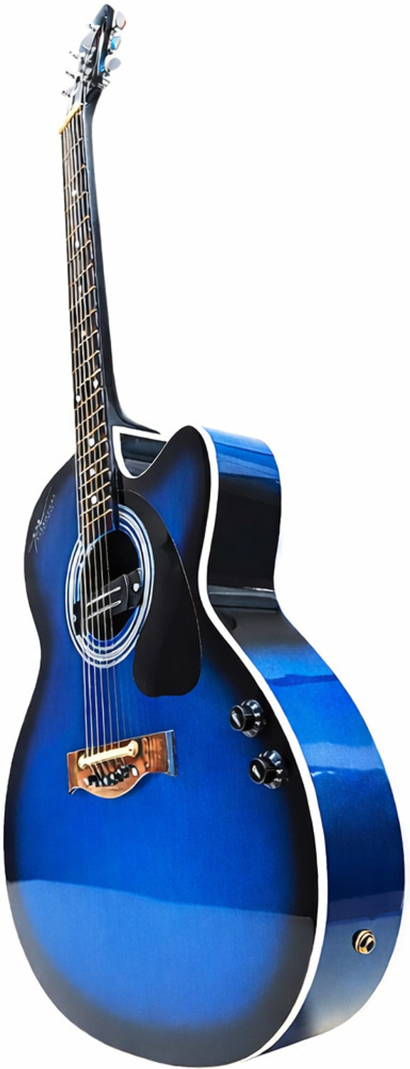 Image of P S Signature PS Signature Blue Glossy 41 Inch Acoustic Guitar with Volume & Tone Control Acoustic Guitar Tonewood Rosewood Right Hand Orientation