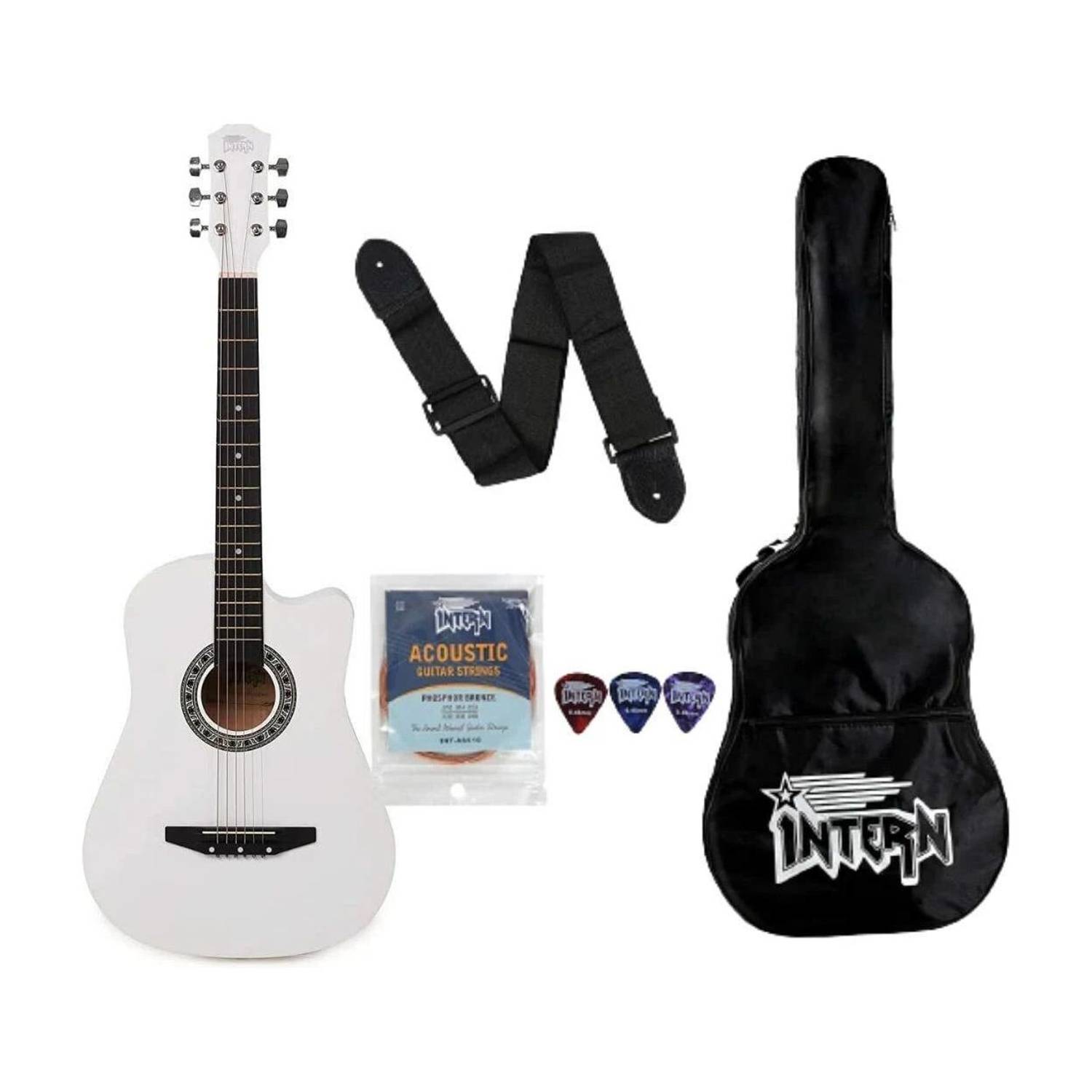 intern INT-38C-WH Acoustic Guitar Linden Wood - Image 1