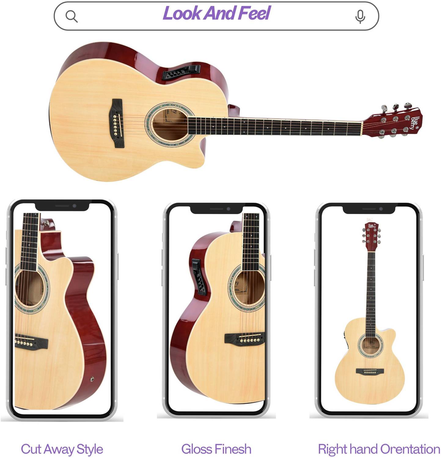 BLUEBERRY B-40EQ-NAT Semi-acoustic Guitar - Image 3