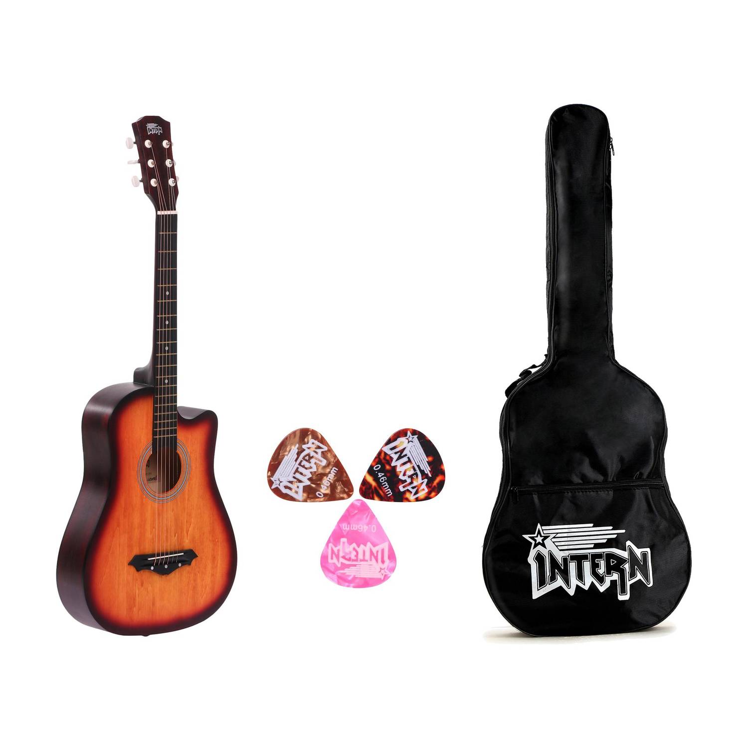 intern INT-38C-LGP-3TS Acoustic Guitar Linden Wood Rosewood Right Hand Orientation