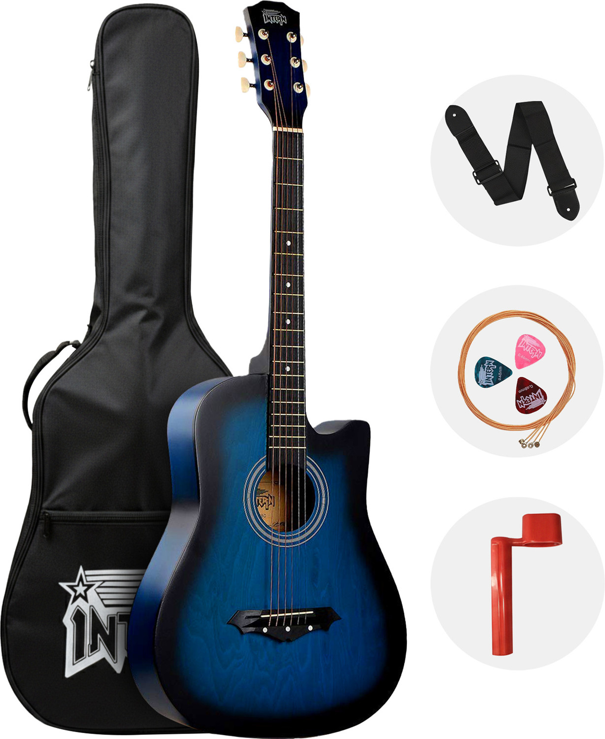 Image of intern Blue Acoustic Guitar Rosewood Ebony Right Hand Orientation