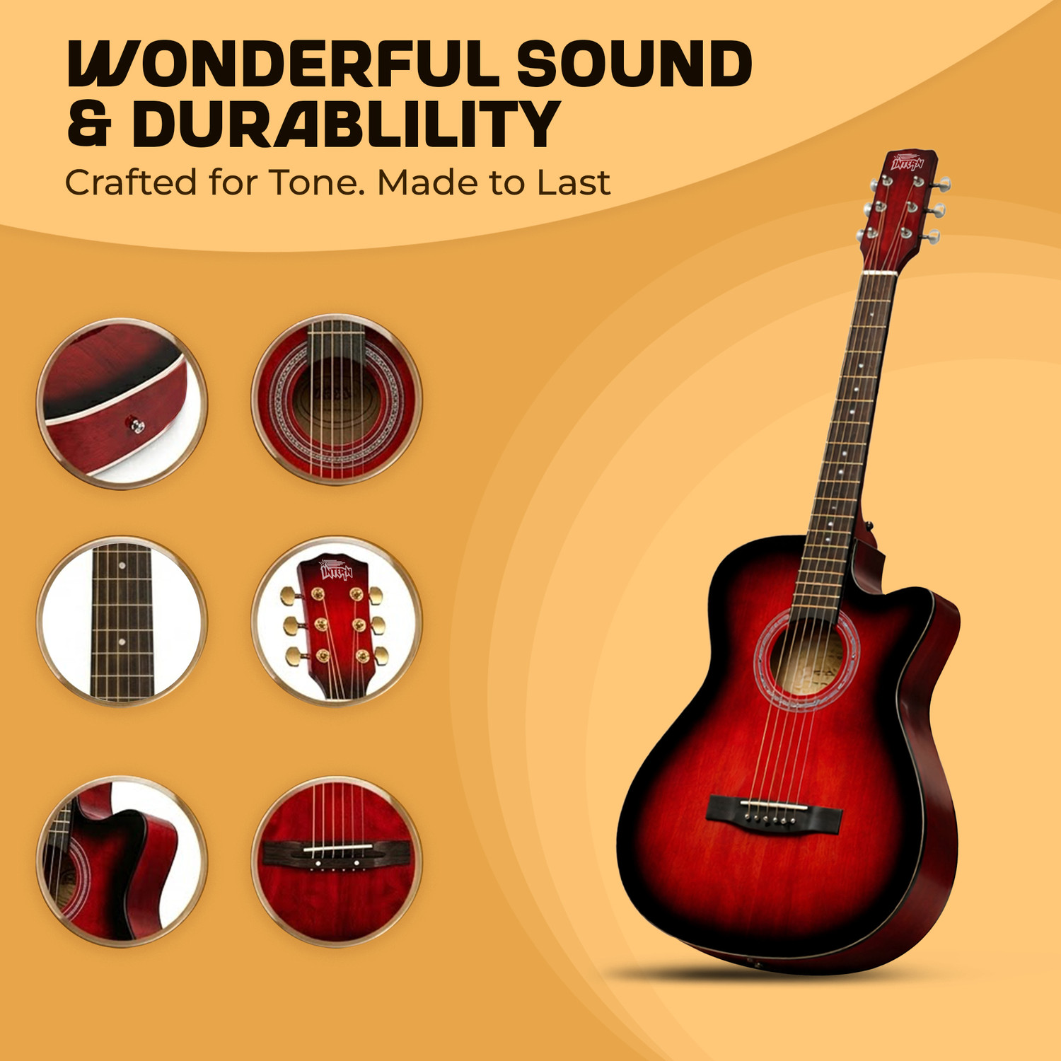 Image of intern Red Acoustic Guitar Rosewood Ebony Right Hand Orientation