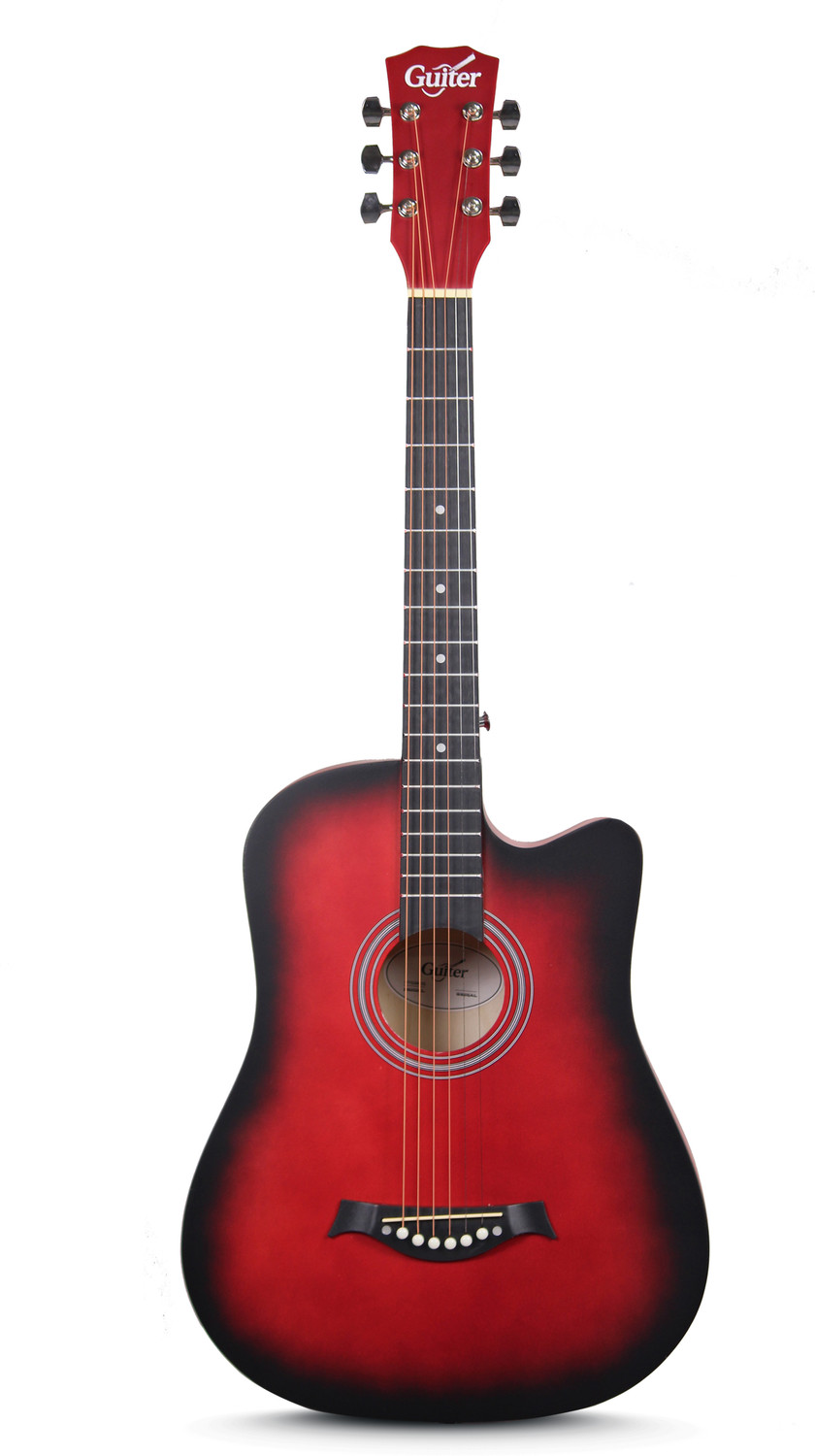 Image of Guiter OTG-38CG 38 inch Cutaway Acoustic Guitar Kit Red, Truss Rod, Linden & Rosewood Build Acoustic Guitar Linden Wood Rosewood Right Hand Orientation