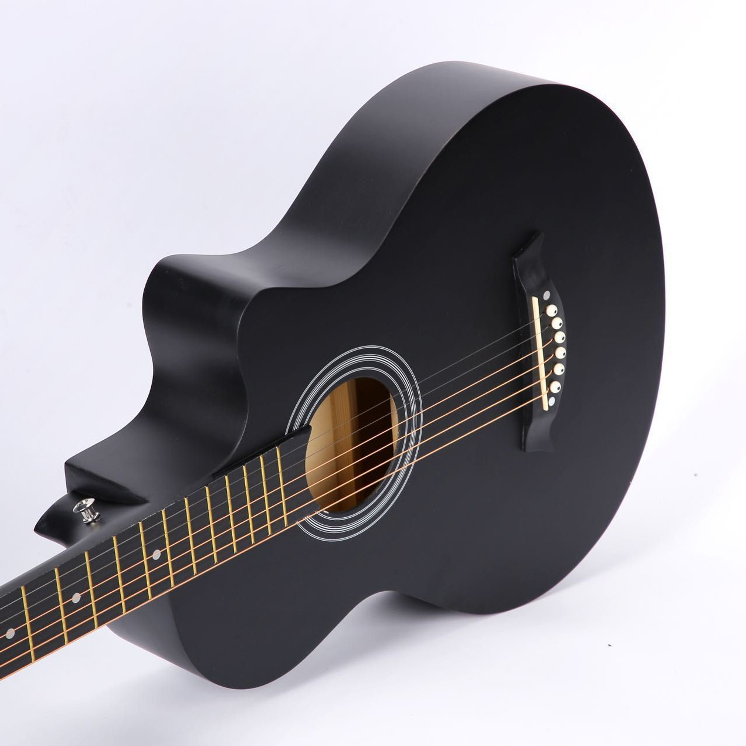 Image of Belear I280 38 Inch Black Matt Spruce Cutaway Dual Action Truss Rod Acoustic Guitar Solid Spruce Rosewood Right Hand Orientation