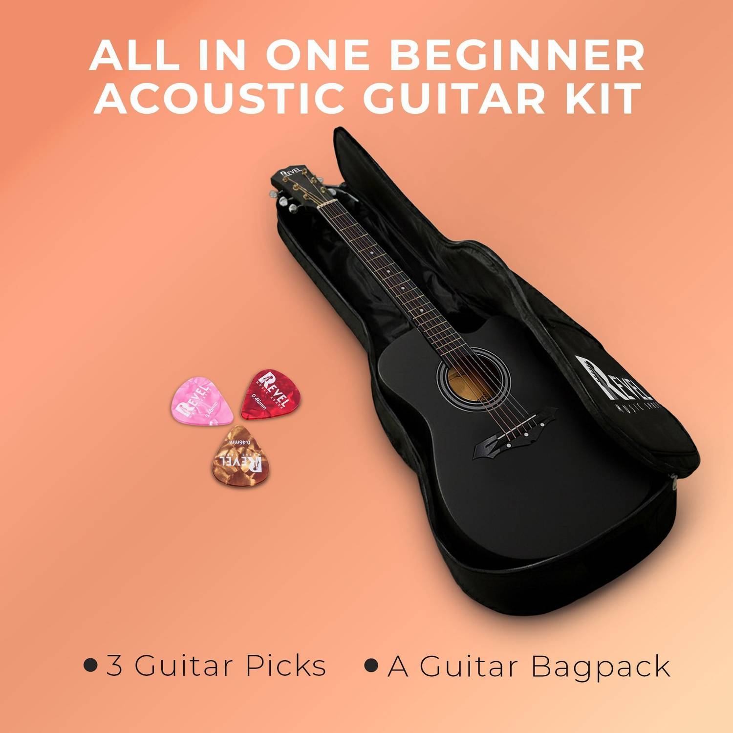 REVEL RVL-38C-LGP-BK Acoustic Guitar Black - Image 4
