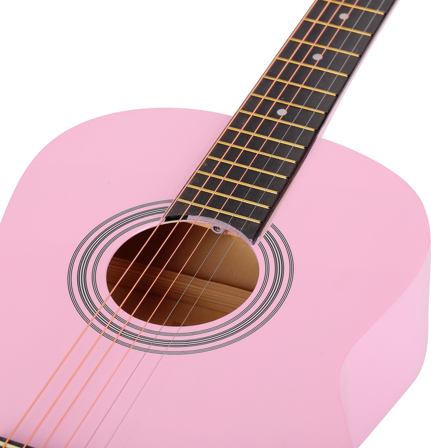 Image of Belear AG36-Pink Dreadnought Travel Guitar Basswood, Linden Wood, Solid Wood Plastic Right Hand Orientation