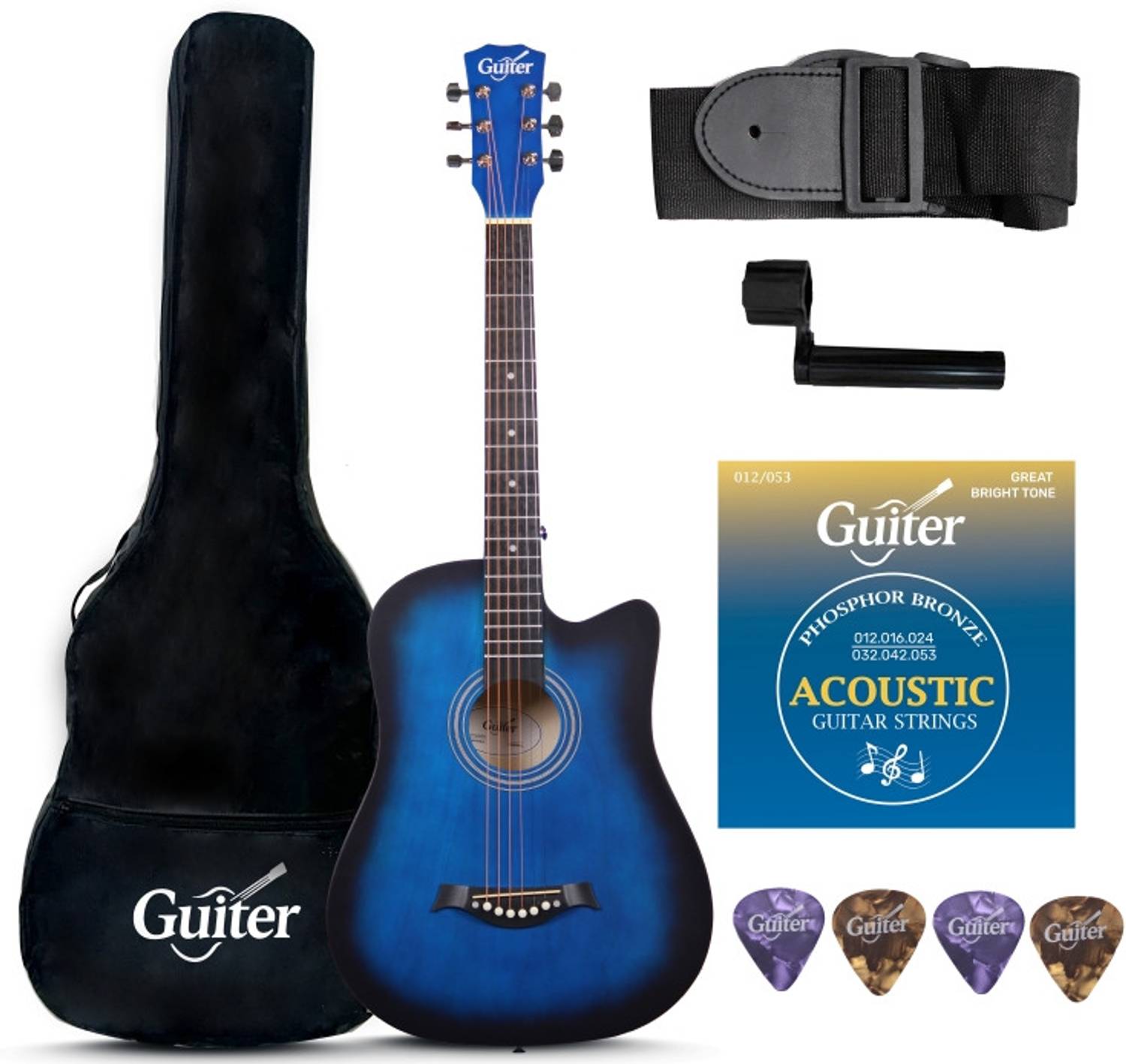 Guiter OTG-38CG Guitar Kit, 38-Inch Cutaway -With ,TRUSS ROD & Ac