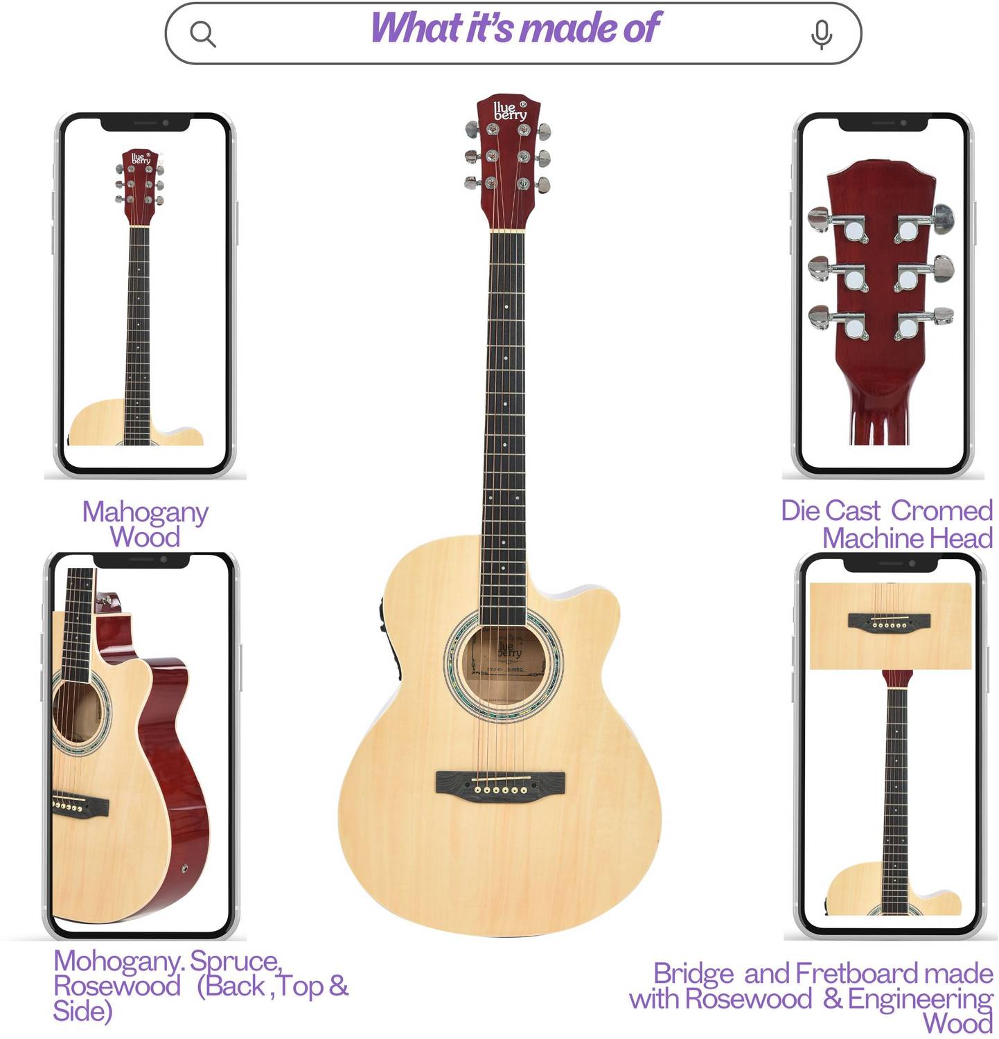 BLUEBERRY B-40EQ-NAT Semi-acoustic Guitar - Image 5